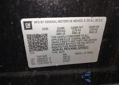 2021 GMC Terrain Fwd Slt из США, поврежденный, VIN 3GKALPEVXML325521